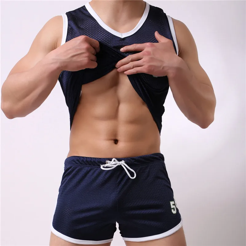 

New Fashion Sportsuit and Tee vest Set Mens T Shirt Shorts + Short Pants Men Summer Tracksuit Men Casual Brand Tee Shirts