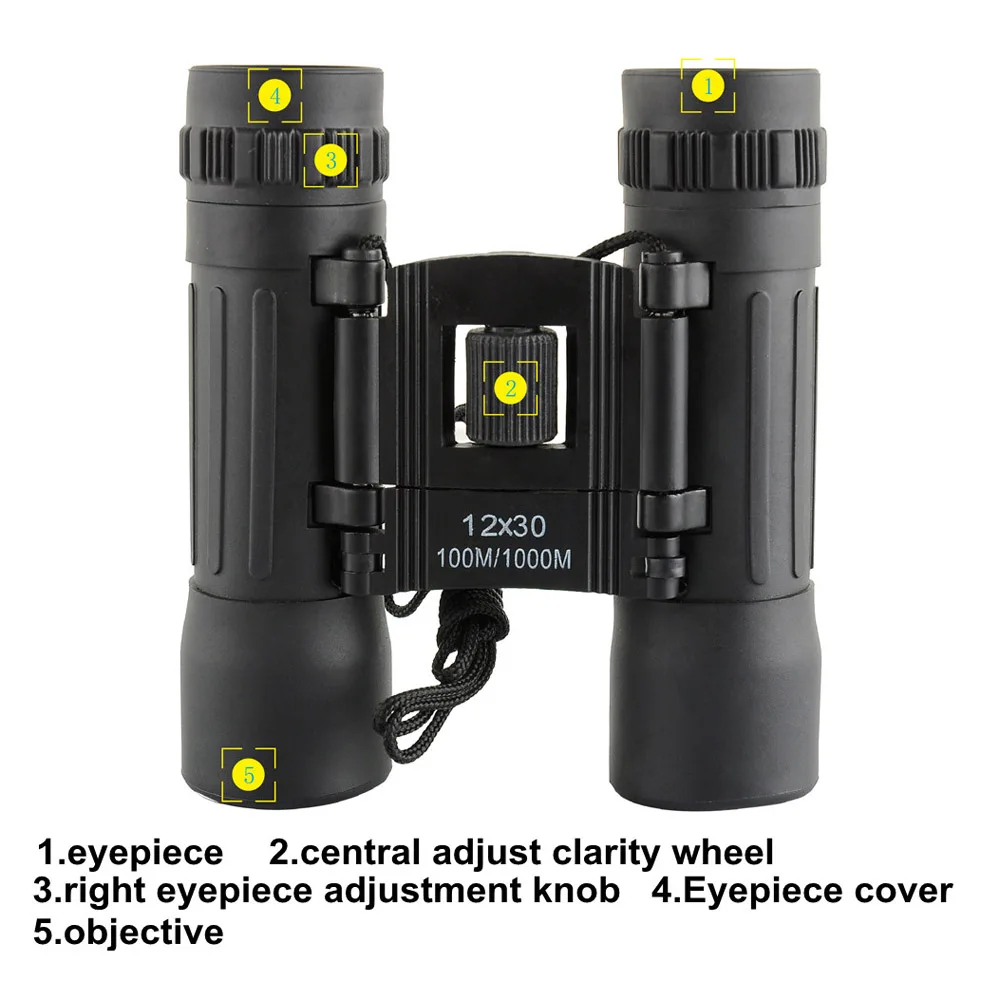 

Free Hd Wide-angle Binoculars Telescope 12X30Portable Red Membrane Optics Binocular for Hunting Mini Telescope Luneta Binoculos