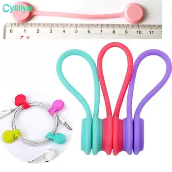 

Hot Multifunction Magnet Silicone Earphone Headphone Cord Winder USB Cable Holder Strap Magnetic Organizer Gather Clips Colorful