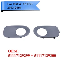 2x Front Bumper Fog Light Lamp Trim Covers Grilles Grill For BMW X5 E53 2003 – 2006 51117129299 51117129300 Car Styling P422-ZW