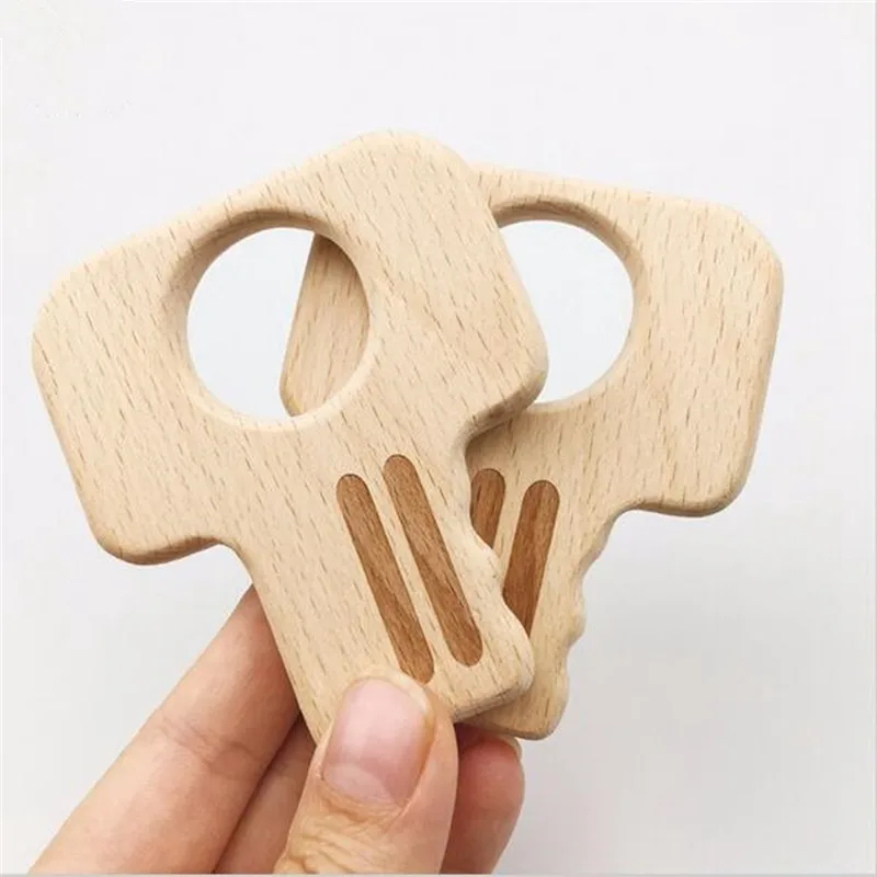 Clé de dentition en bois gravé 10 pièces | Décor de maison, anneau de dentition en bois de hêtre inachevé pour jouets de bébé, ornement de noël, anneau de dentition pendentif bricolage (lot de 10)