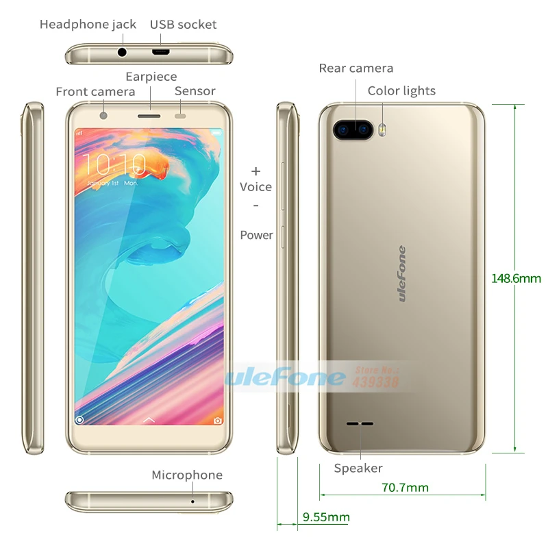 Ulefone S1 Pro мобильный телефон с 5 дюймовым дисплеем четырёхъядерным процессором MTK6739