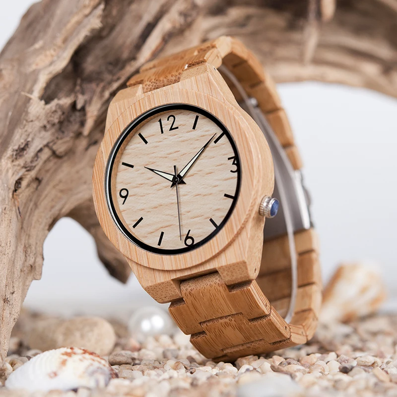 BOBOBIRD D27 Natural All Bamboo Wood Watches Top Brand Luxury Men Watch Wth Japanese 2035 Movement For Gift