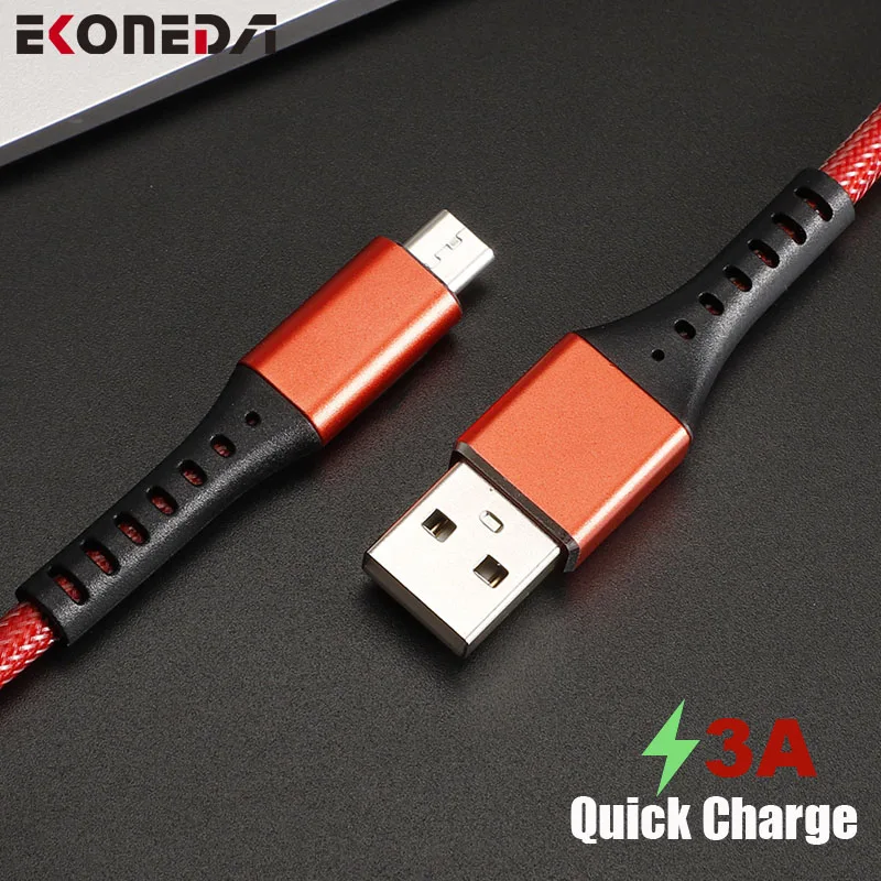 EKONEDA кабель Micro USB для синхронизации данных и быстрой зарядки для samsung, Xiaomi, huawei, 3A, Android, Micro USB кабель для зарядного устройства, USB Micro телефонный кабель