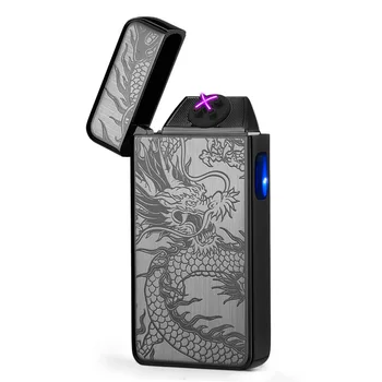 

2020 New Windproof Double Arc Pulse Plasma Cigarette Smoking Lighter USB Charging Electric Metal Lighter wholesale