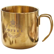 Скандинавский минималистичный золотой с крышкой и ручкой кофейная чашка настольная креативная чашка из нержавеющей стали Настольная барная декорация плоская Нижняя чашка