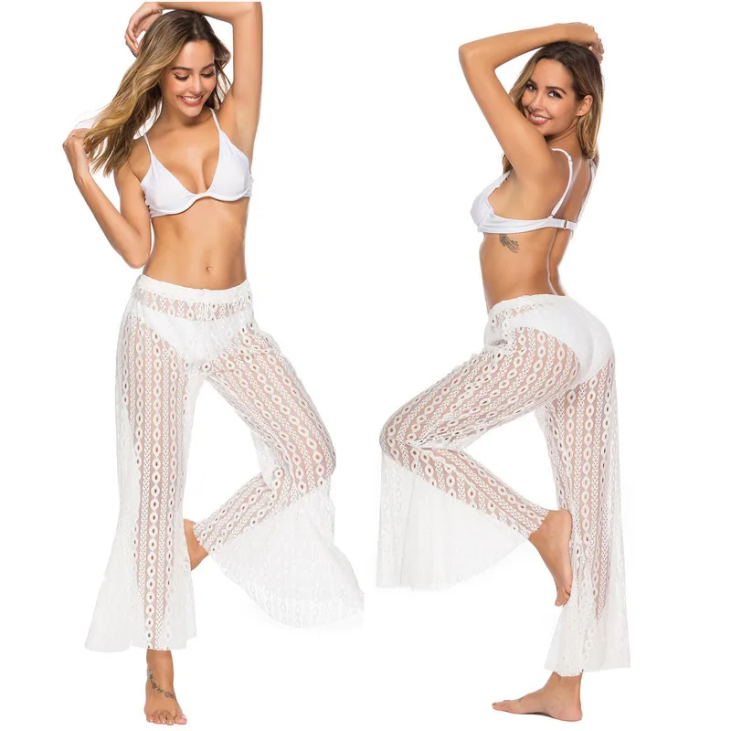 

Swimsuit Cover Up Womens Beach Coverup Exit Of Bathroom Women Sexy New 2019 Lace Lower Fluoroscopy Belt Loudspeakers Pants