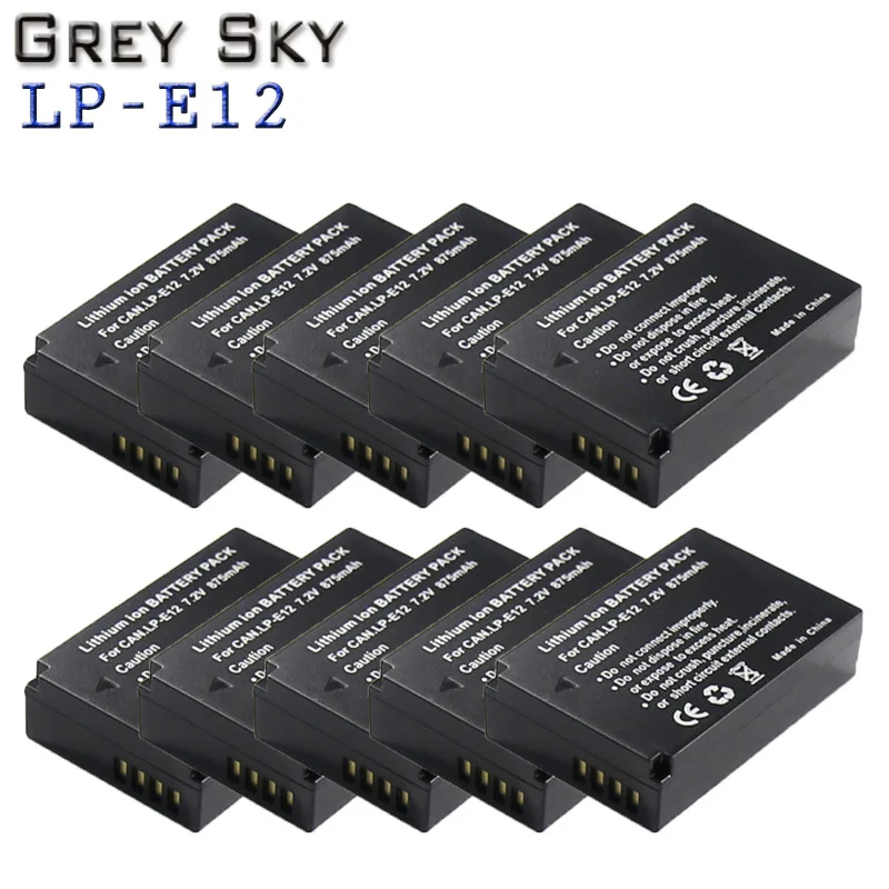 

10pcs/lot 7.2V 875mAh LP-E12 Camera Batteries LP E12 Camera Battery For Canon EOS M M2 100D Kiss X7 Rebel SL1 EOSM EOSM2 EOS100D