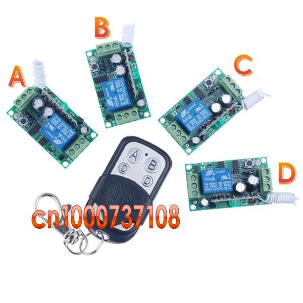 

12V 1ch wireless remote control switch Transmitter &4 receiver Smart home control system Light control z-wave