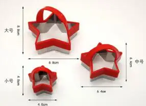3 шт./лот сердце пять звезд Круглые из нержавеющей стали пластиковые формы для печенья с ручкой резак для пирога печенье бра инструменты для работы с тестом PD 007 - Цвет: Оранжевый