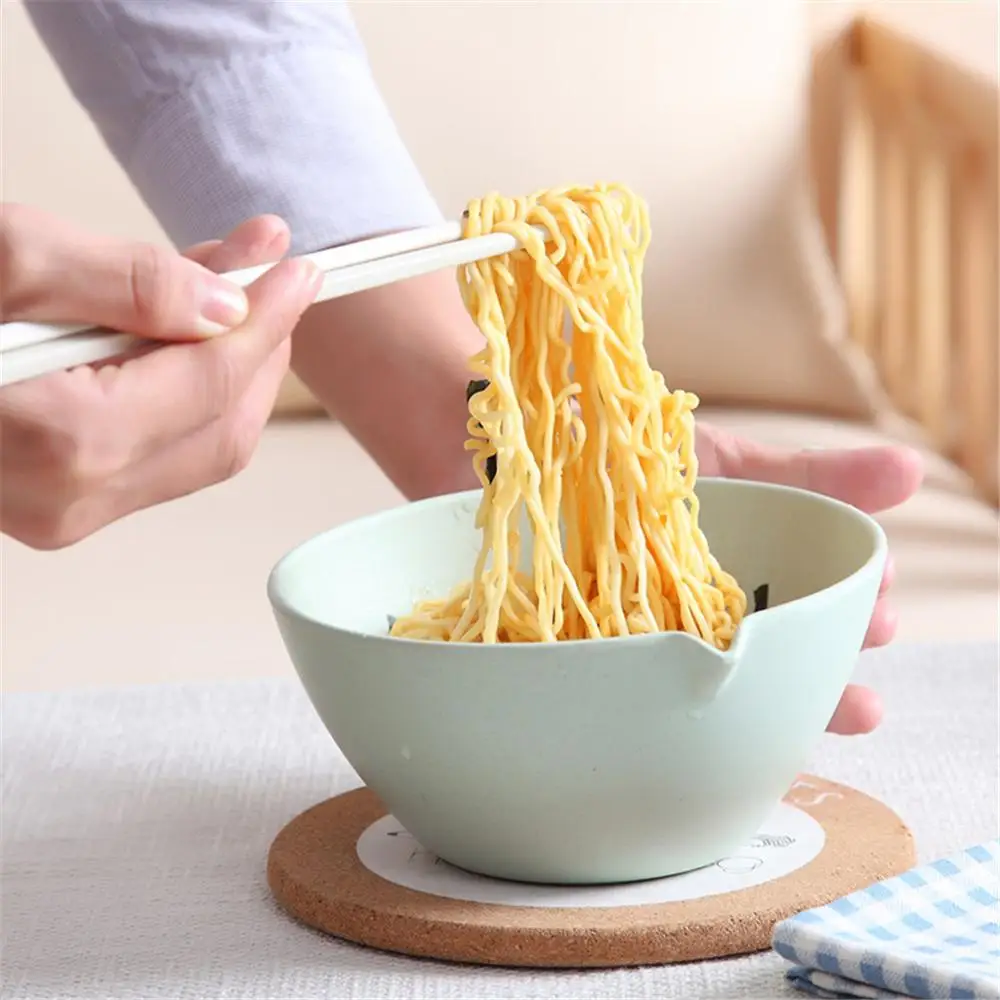

Bamboo fiber Japanese instant noodle bow Noodle Bowl With Lid Handle Stainless Steel Plastic Leak-Proof Food Container Rice @15