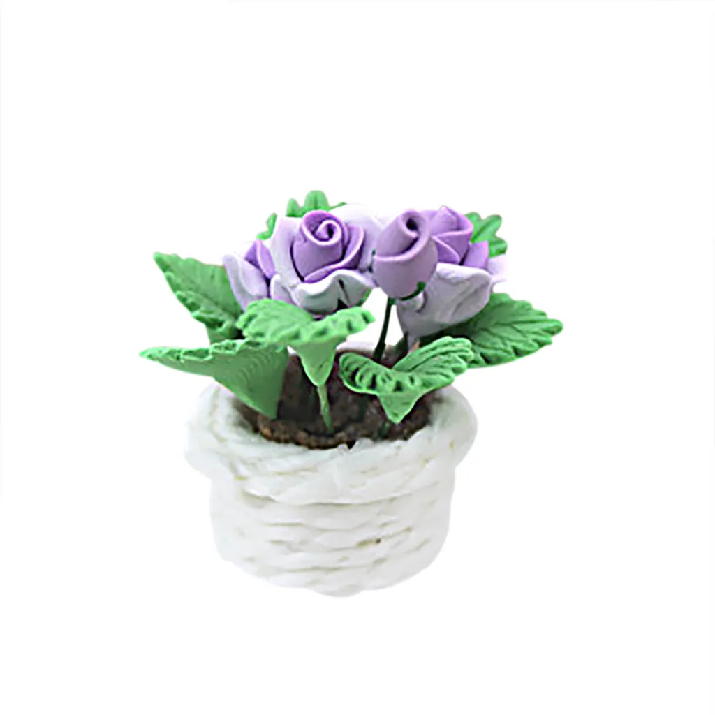 Dollhouse Mini Fake Exquisite Green Plant Potted Plant Pretend Play Toy Accessories Model Miniature Food Play Scene a617 - Цвет: A