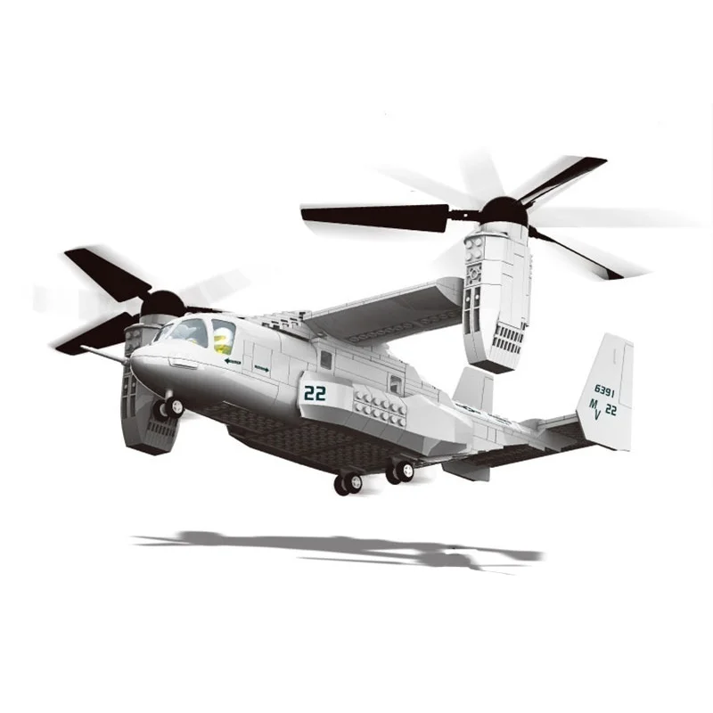 

Military Series V-22 Osprey Tilt Rotor Aircraft Building Blocks Bricks Model Set Compatible Brand Toys For Children Gifts