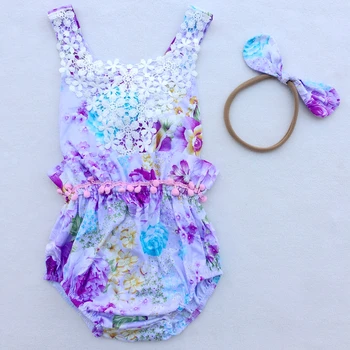 

floral baby rompers Summer Ruffled Flower lace Baby Rompers Girl Baby Costumes Set Kids Jumpsuit Cotton Romper Photo Props