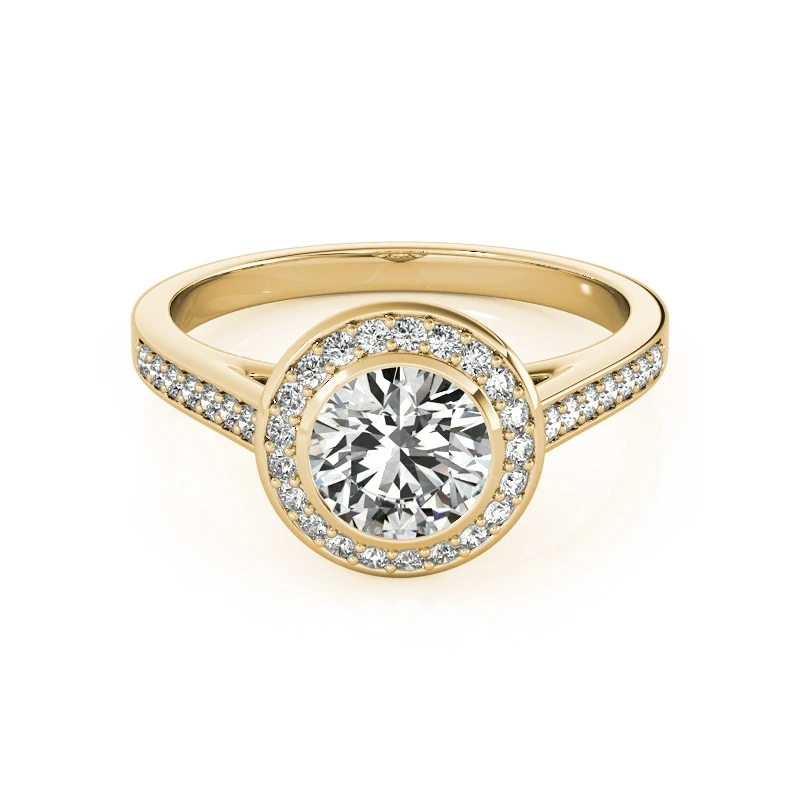 AINUOSHI роскошное свадебное обручальное кольцо из стерлингового серебра 925 пробы Halo 1CT, кольцо с круглой огранкой, серебряное кольцо желтого золота, цветные вечерние ювелирные изделия для влюбленных