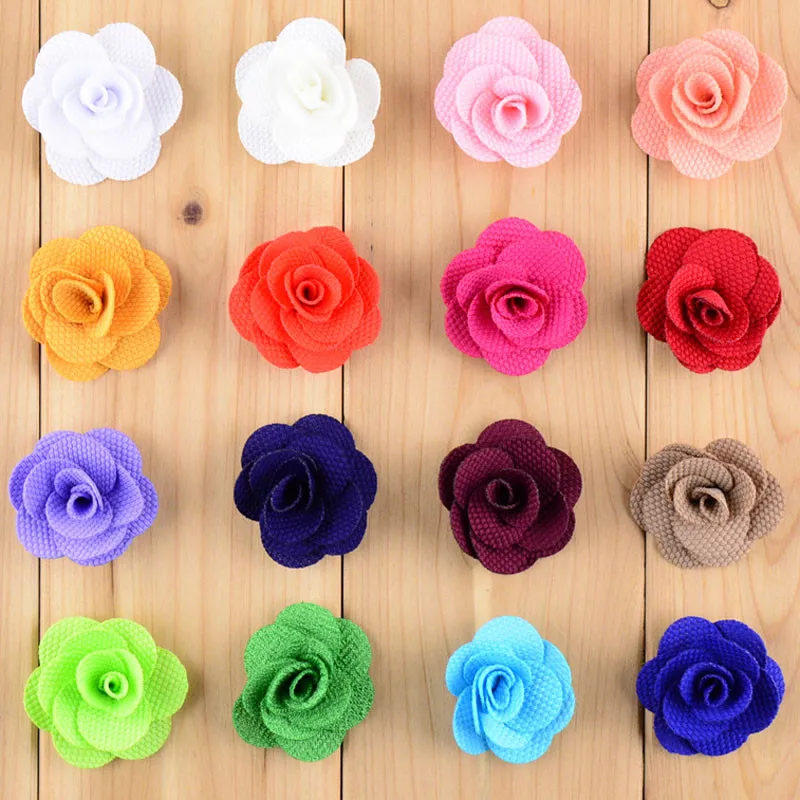 100 шт./лот, 16 цветов, на выбор, 1,57 дюймов, маленькая слоистая Мешковина, слоеная Роза, цветы, свадебная Цветочная аппликация, аксессуары для волос
