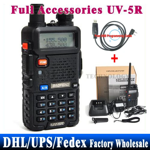 Торговля) 50 шт./лот двухдиапазонный двухстороннее радио УФ 5R UV-5R Walkie Talkie с розничной посылка