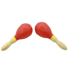 Wood Percussion Early Education Musical Toy Sand Hammer Rattles Red, Black