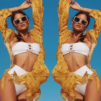 

White Bandage Women High Waist Bikini Bathing Suit Push Up Padded Monokini Swimsuit Beachwear Swimwear Brazilian