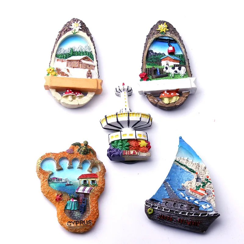 

She Love Handmade Painted Cyprus Eilat Jaffa 3D Resin Fridge Magnet Refrigerator Tourism Souvenir Collectibles Gift