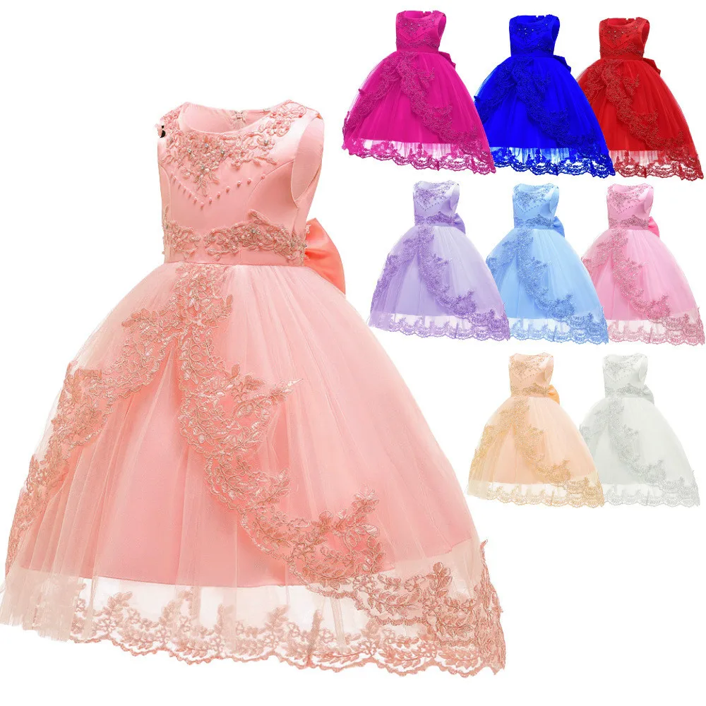 

BacklakeGirls New Style Children Pink Princess 2020 Organza Flower Girl Dresses Sleeveless Appliques And Bow For Wedding Party
