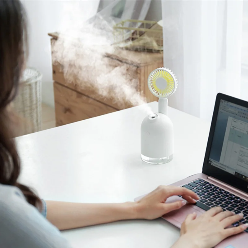 

3 Mode Portable Misting Fan USB Cool Mist Humidifier with Fan Humidifiers Spray Fan with Night Light for Outdoor Travel Home