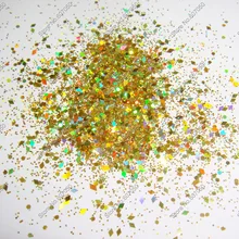 50 грамм x смешанный лазерный золотой(блестящий порошок+ бриллиант+ шестигранник) блестка Spangles форма для DIY украшения ногтей и блестки для ногтей