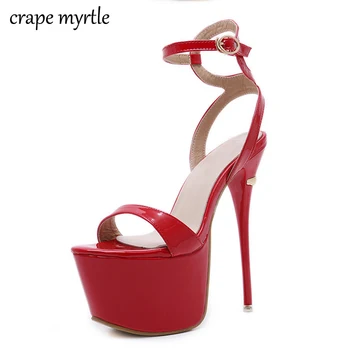 

branded sandals Fashion Summer Women Thin High Heels Sandals 16cm Sexy Stripper Shoes Women Gladiator Platform Sandals YMA379