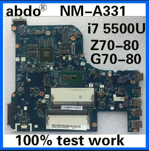 

Abdo AILG1 NM-A331 motherboard for Lenovo G70-70 Z70-80 G70-80 notebook motherboard CPU i7 5500U GT920M 2G 100% test work