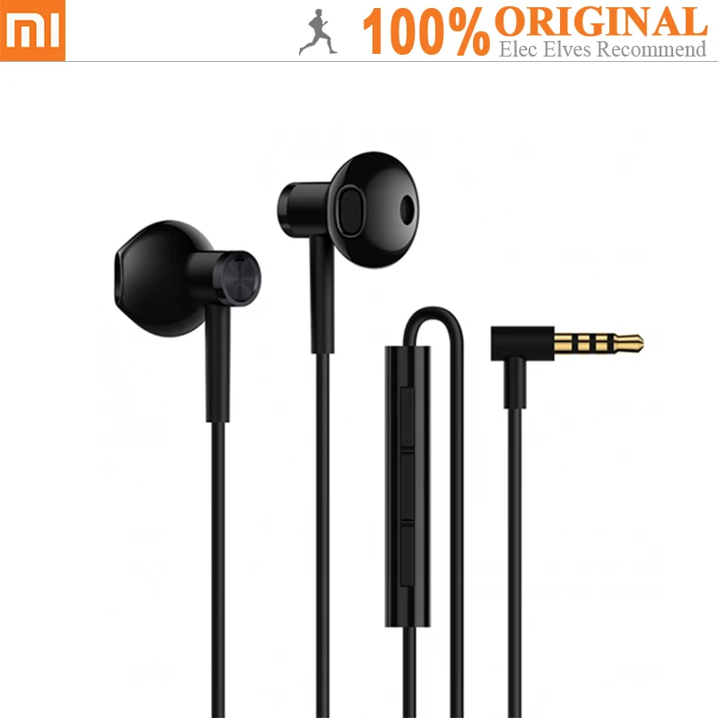 Beste Xiaomi BRE01JY Dual Drivers Oortelefoon In Ear Oortelefoon Dynamische L Vorm Plug MEMS Microfoon Draad Controle Voor Android IOS Systeem