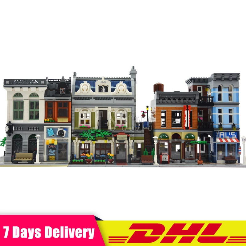 

2018 3Pcs/Lot DHL City Town Street LEPIN 15001 Bank 15010 Parisian Restaurant 15011 Detective's Office Model Building Kit Blocks