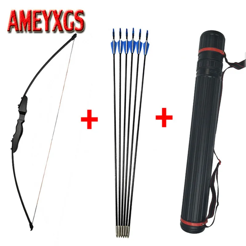 40 lbs arco recurvo arco recto arco largo con 6 piezas flechas de fibra de vidrio accesorios de caza al aire libre - 1