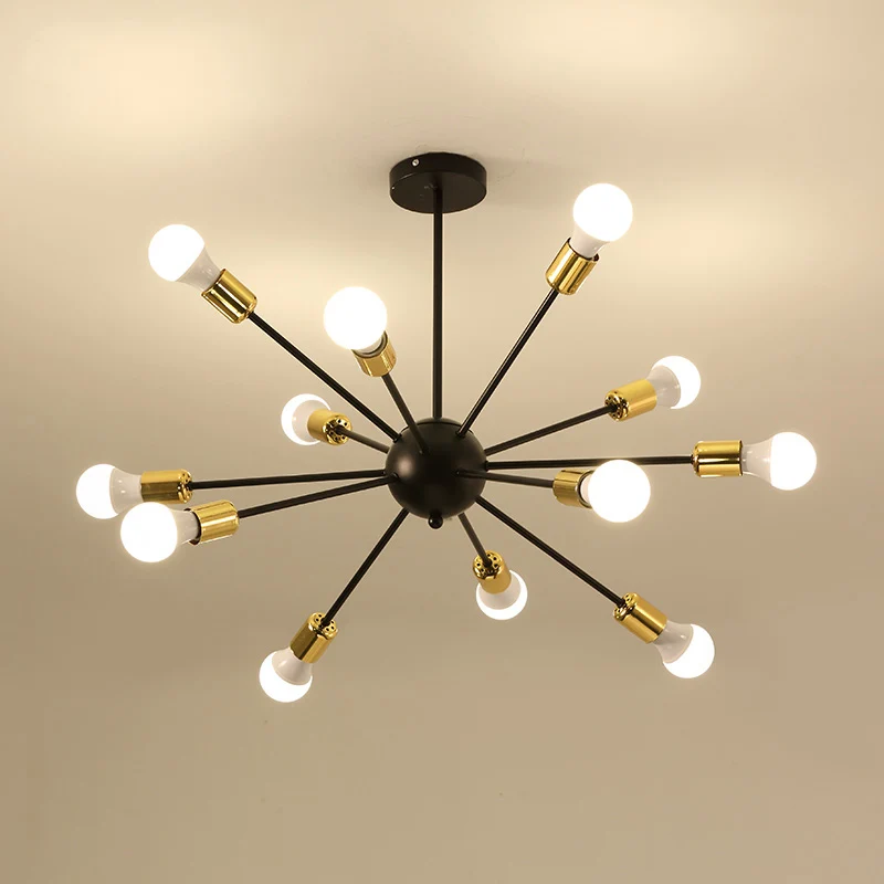 

free shipping 12 heads retro loft industrial ceiling lamp dinning room living room lighting home art deco lighting fixture