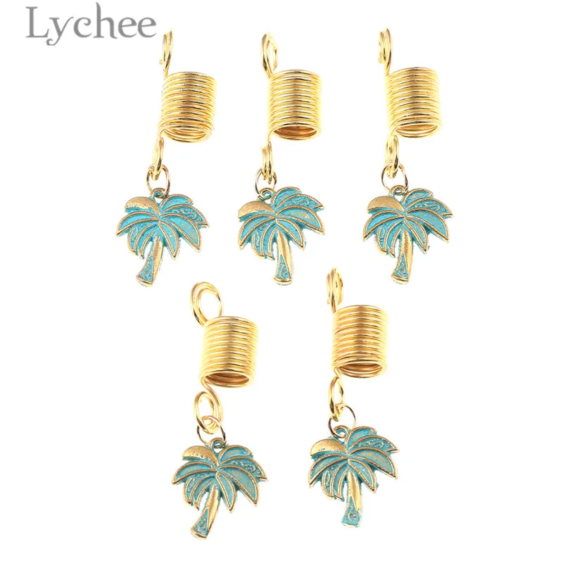 Lychee 5 шт. регги сплав Весенняя коса для волос Dread дредлок бусины Зажимная манжета