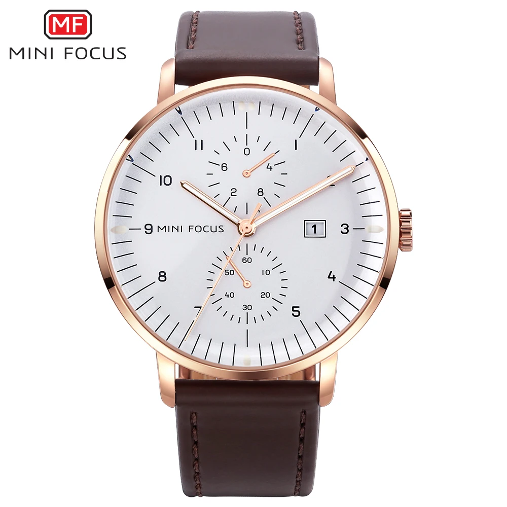 

MINIFOCUS 2018 New Fashion Luxury Men Watches Army Military Sport Clock Casual Black Leather Date Quartz Wristwatch For Male