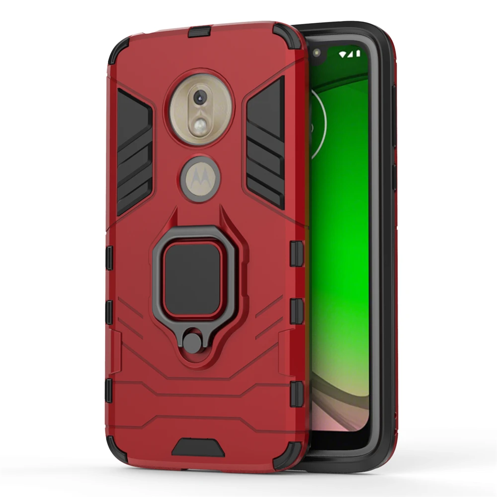 

For Motorola Moto G7/Plus/G7 Play EU/G7 Power EU Armor Case With Finger Ring Kickstand Shockproof case Dual Layer Back Cover
