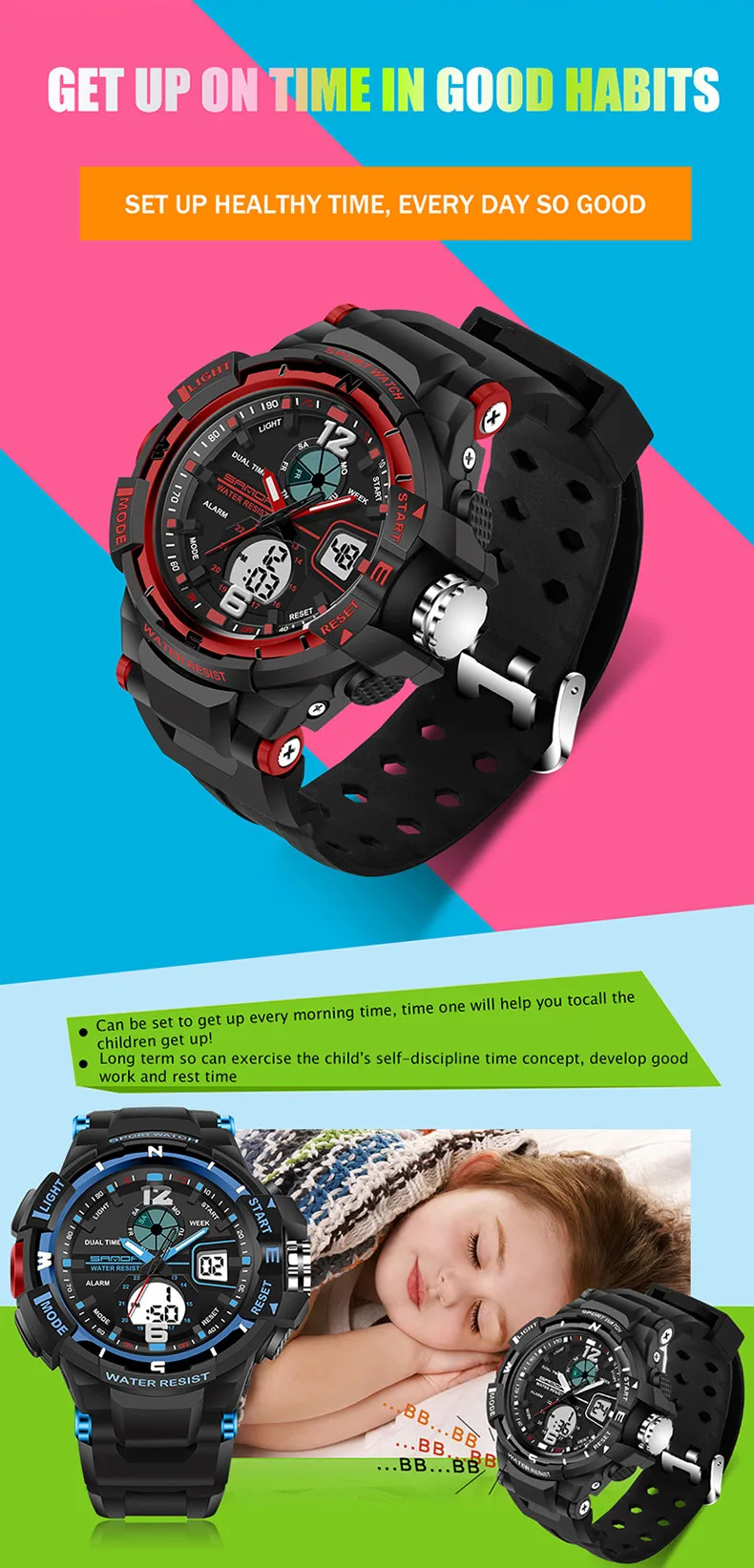 Сандалии модные часы Для мужчин Водонепроницаемый светодиодный Спорт военные часы ударопрочность Для мужчин аналоговые кварцевые