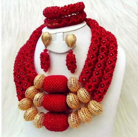 Индийский кристалл, Красный африканский бисер, комплекты ювелирных изделий, ожерелье, набор для женщин, вечерние ювелирные изделия, набор, ABH460