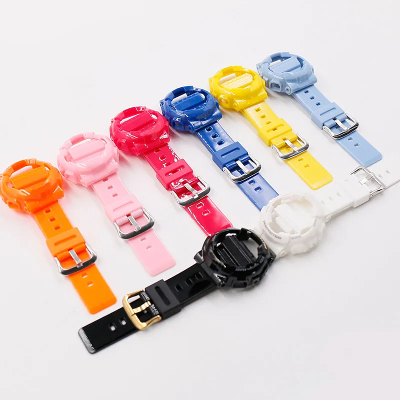Resin strap female pin buckle watch accessories strap case for Casio BABY-G BA-111 110 112 120 waterproof rubber strap men 