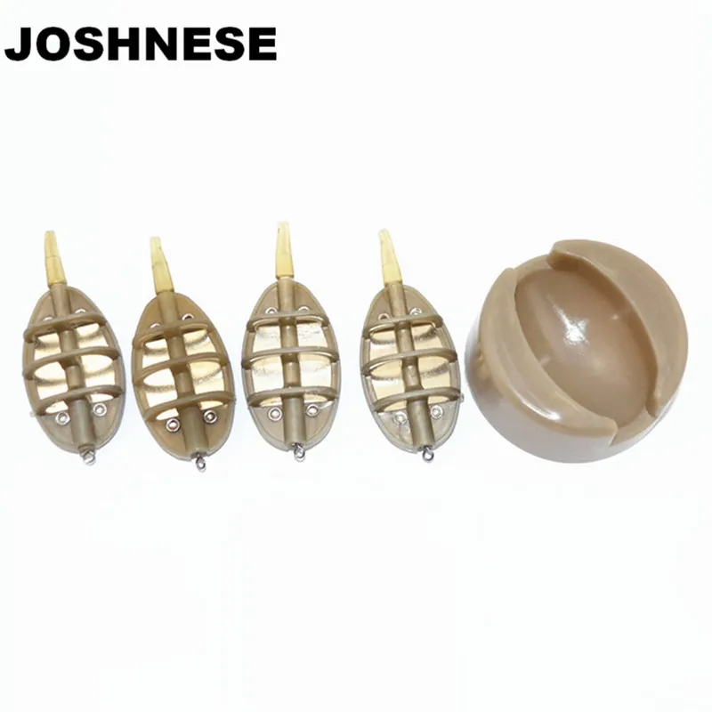 JOSHNESE 1set New Fishing Carp Lead Sinker 15/20/25/35g Lures Bait Fishing Feeder Tow Set Holder Tackle Device Boxes 30g 40g 50g fishing feeder carp lead sinker lures bait holder with mould accessory inline outdoor fishing method bait thrower