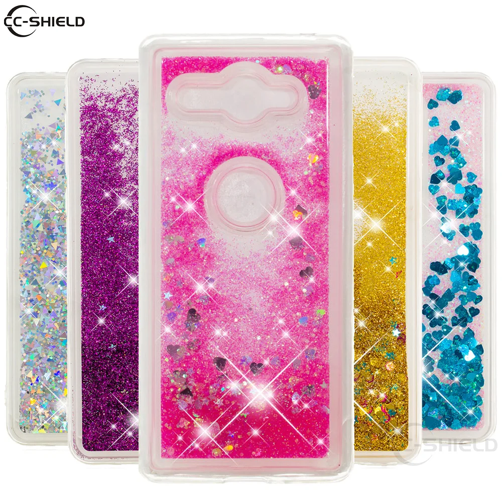 

Quicksand Phone Case for Sony Xperia XZ2 Compact Dual H8324 H8314 XZ 2 Compact Dynamic Liquid Love Heart Soft TPU Back Cover
