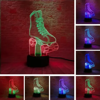 

Hot 2018 Double-Mixed-Colored IR 3D Roller Skates 7 Color Gradient Dimming Led Night Light USB Touch Child Kids Table Baby Gifts