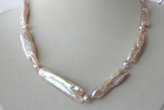 

Jewelr 005332 stunning big 40mm baroque lavender freshwater cultured pearl necklace