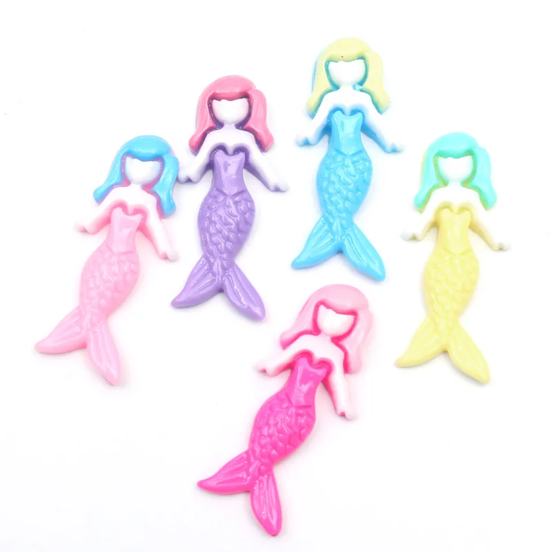 

20pcs 38x16mm Mixed Mermaid Resin Crafts Christmas Decoration Flatback Cabochon Embellishment For Scrapbook DIY Accessoris