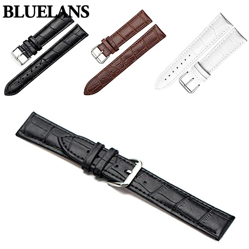 

Women's Men's Unisex Faux Leather Watch Strap Buckle Band Black Brown White
