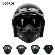 Nuevo VCOROS protección facial Modular gafas desmontables y filtro de boca perfecto para la cara abierta vintage cascos de motocicleta Coslplay