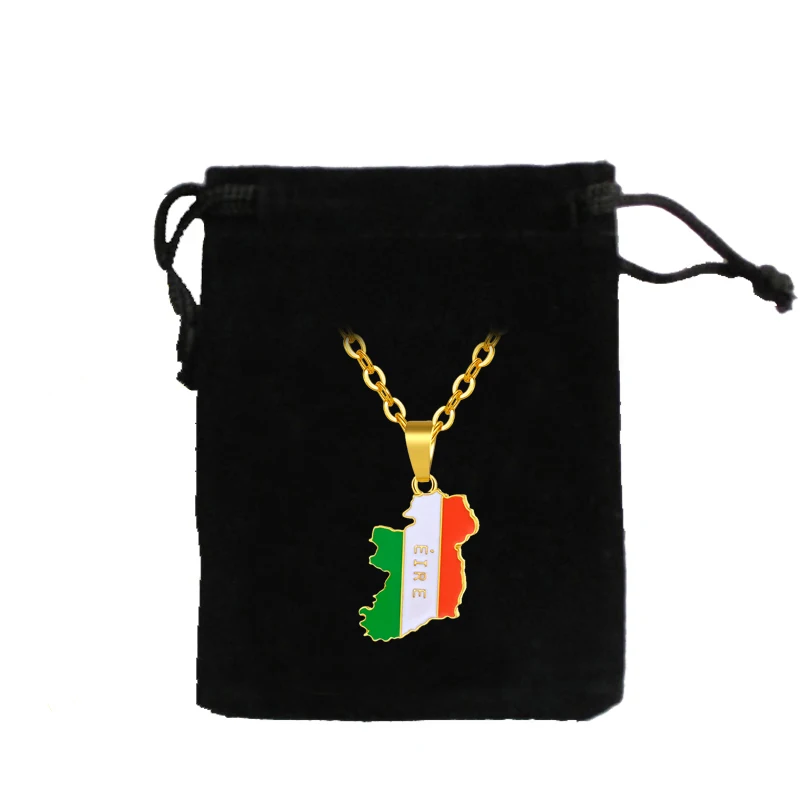 SONYA Ireland Map And Flag Pendant Necklaces For Women/Men Gold Color Charm Ireland Country Jewelry Gifts Bijoux Femme