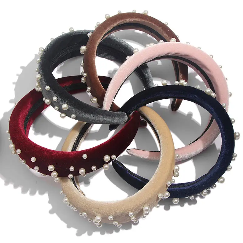 

JUST FEEL 2019 Thick Velvet Women Headband Hair Accessories Head Band Fashion Headwear Pearl Hairbands For Woman Elegant Jewelry