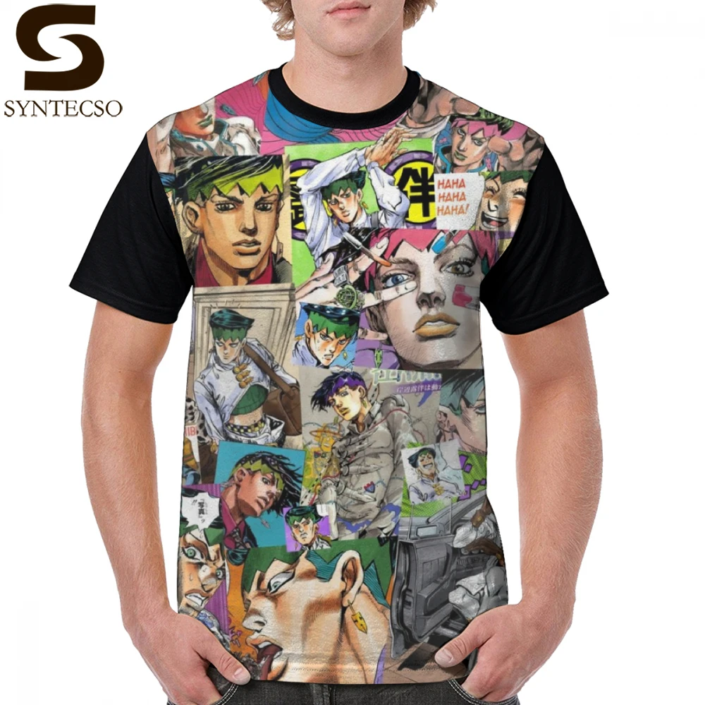 

Jojo Bizarre T Shirt JJBA - Rohan Kishibe - Collage T-Shirt Short Sleeve Printed Graphic Tee Shirt Summer Oversize Funny Tshirt