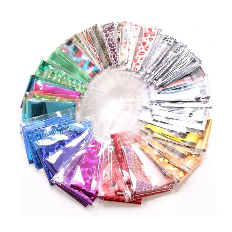 

10-30 sheets 4*20cm Starry Sky Nail Foil Paper Gradient Color Foil Transfer Sticker Nail Foils Paper Laser Transfer Foils Random